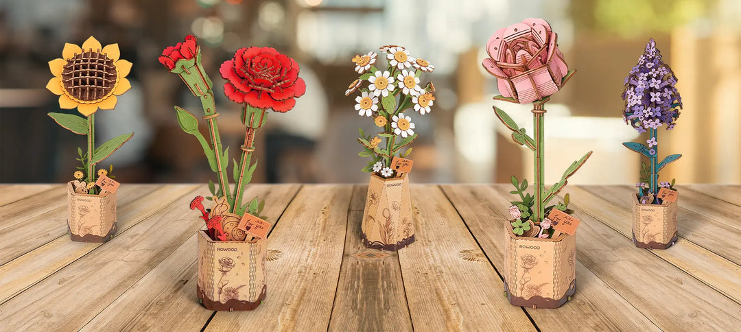 Flori din Lemn Handmade Rowood Eleganta Naturala pentru Casa Ta