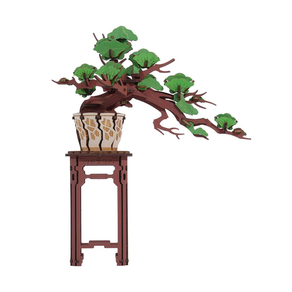 Puzzle 3D Bonsai Pin Veșnic Verde Rolife, copac decorativ din lemn