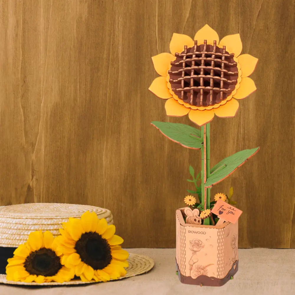 Puzzle 3d din lemn floarea soarelui o provocare DYI creativa pentru toate varstele