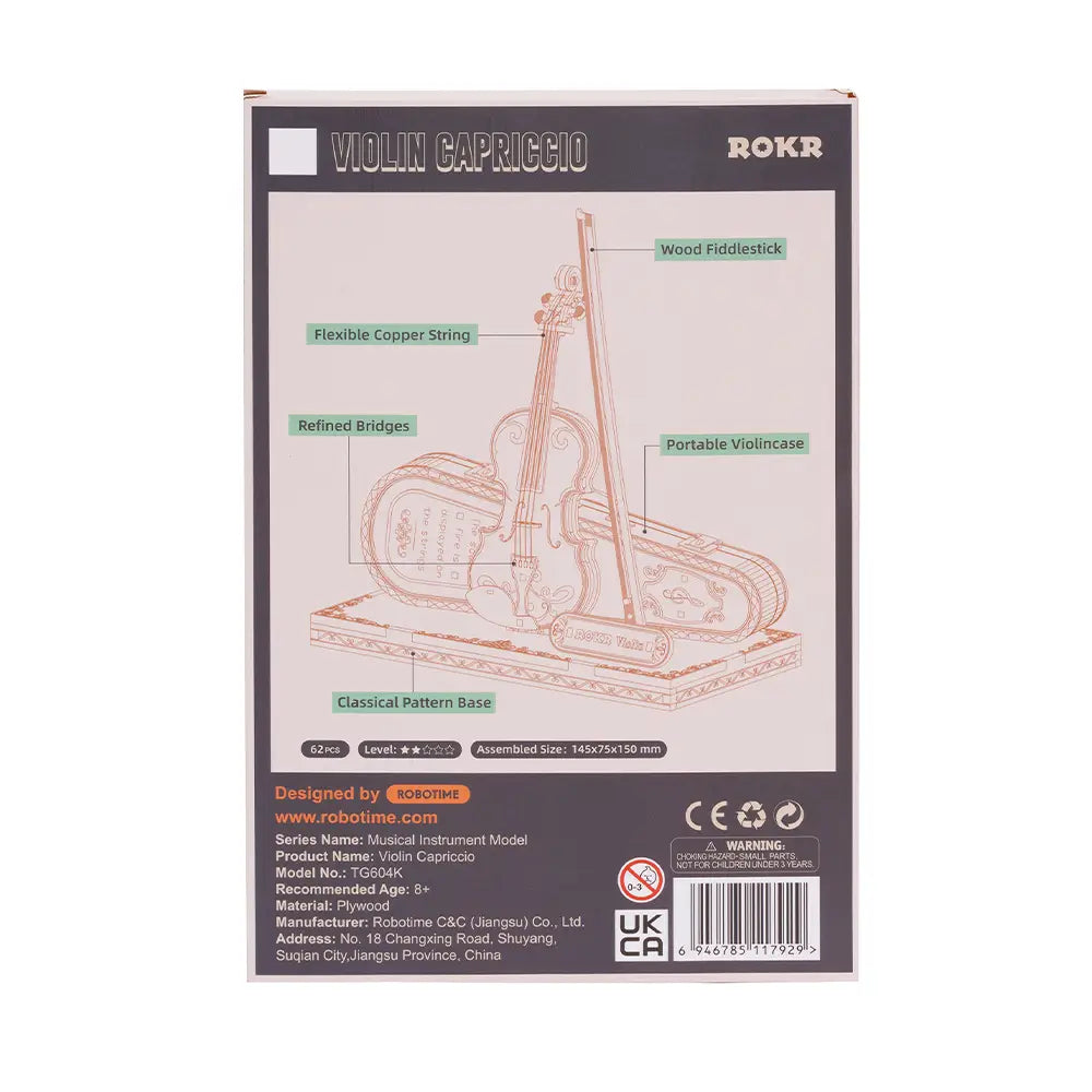 Puzzle 3D Vioara din lemn perfect pentru iubitorii de muzica si obiecte de decor