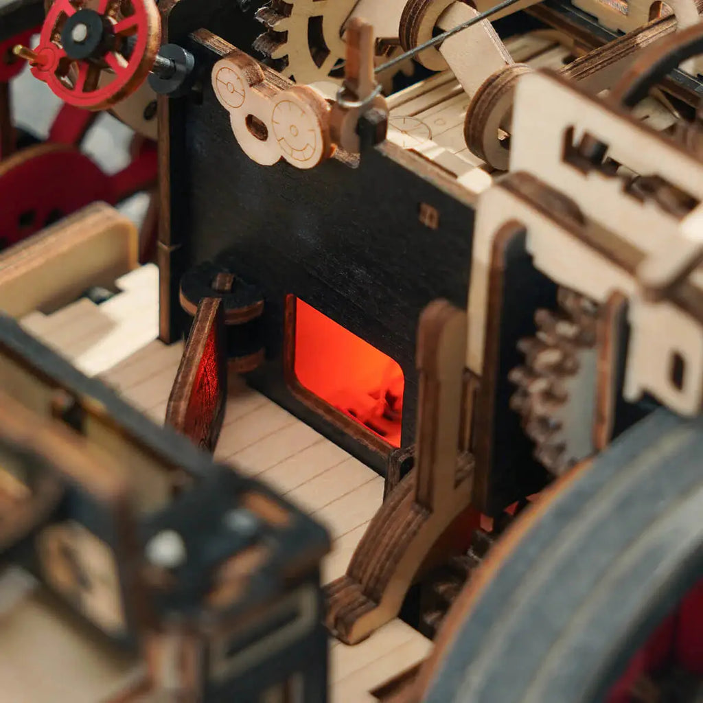 Detaliu Locomotiva 3D din Lemn Model DIY cu Aburi