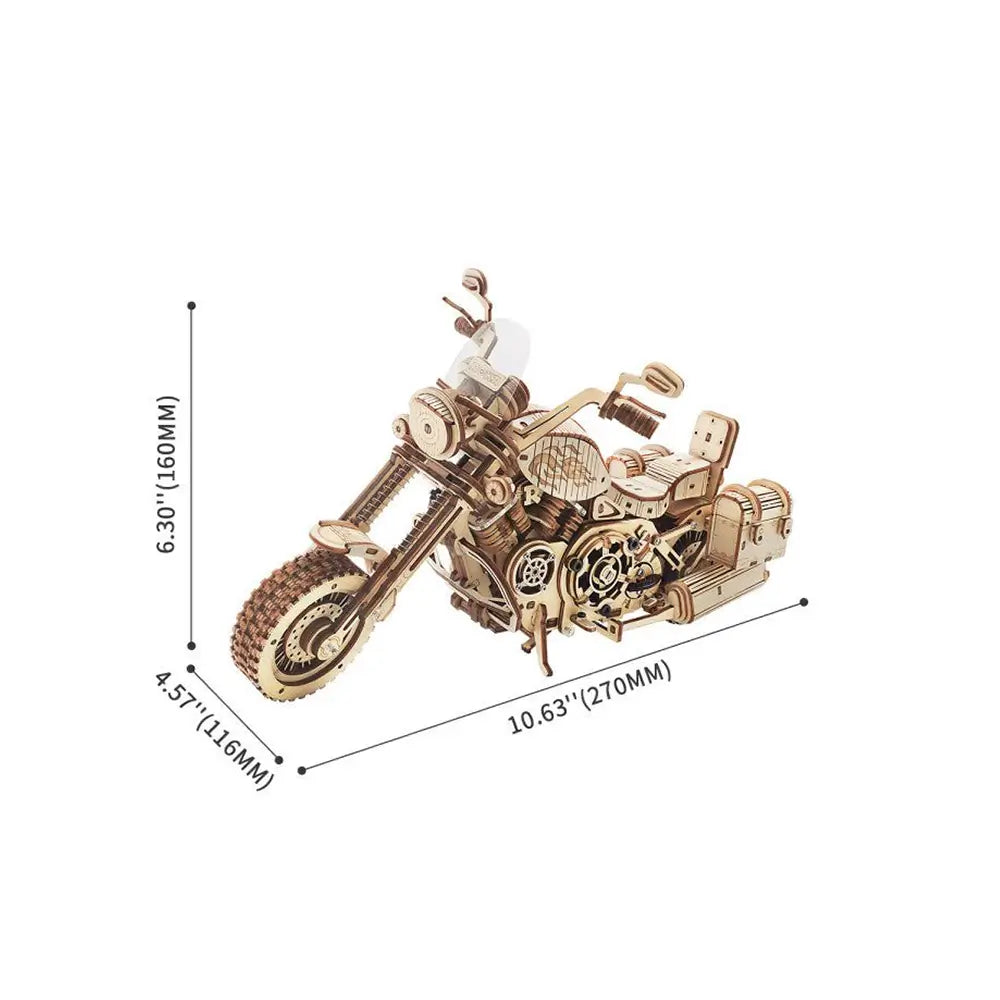 Dimensiuni Model decorativ Motocicleta Cruiser Rokr LK504, 420 de piese – puzzle 3D de colecție din lemn