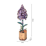 Dimensiuni model 3d floare liliac puzzle din lemn asamblat