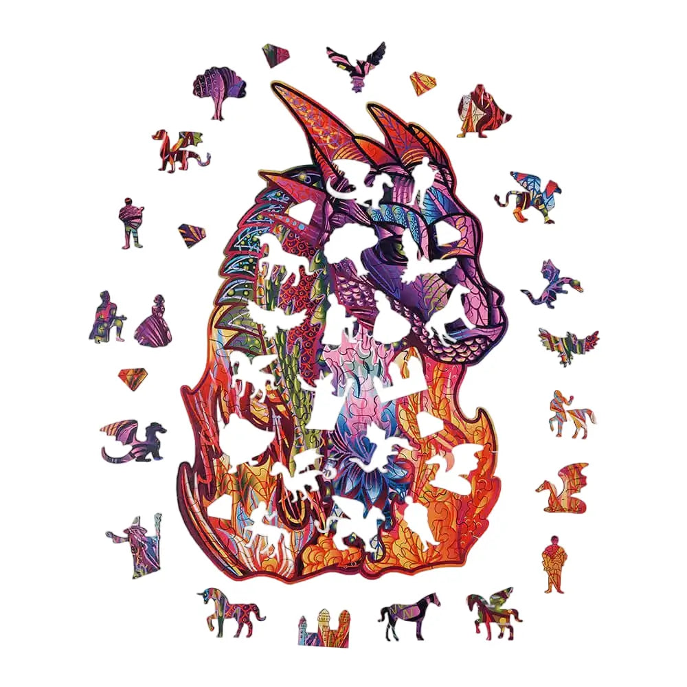 Puzzle Dragon, 184 piese, lemn