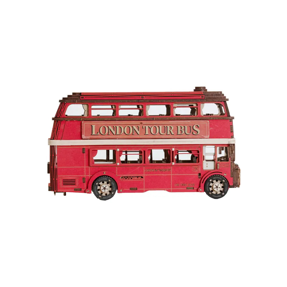 Puzzle 3D Autobuz Londonez Piese din lemn pentru o construcție fascinantă