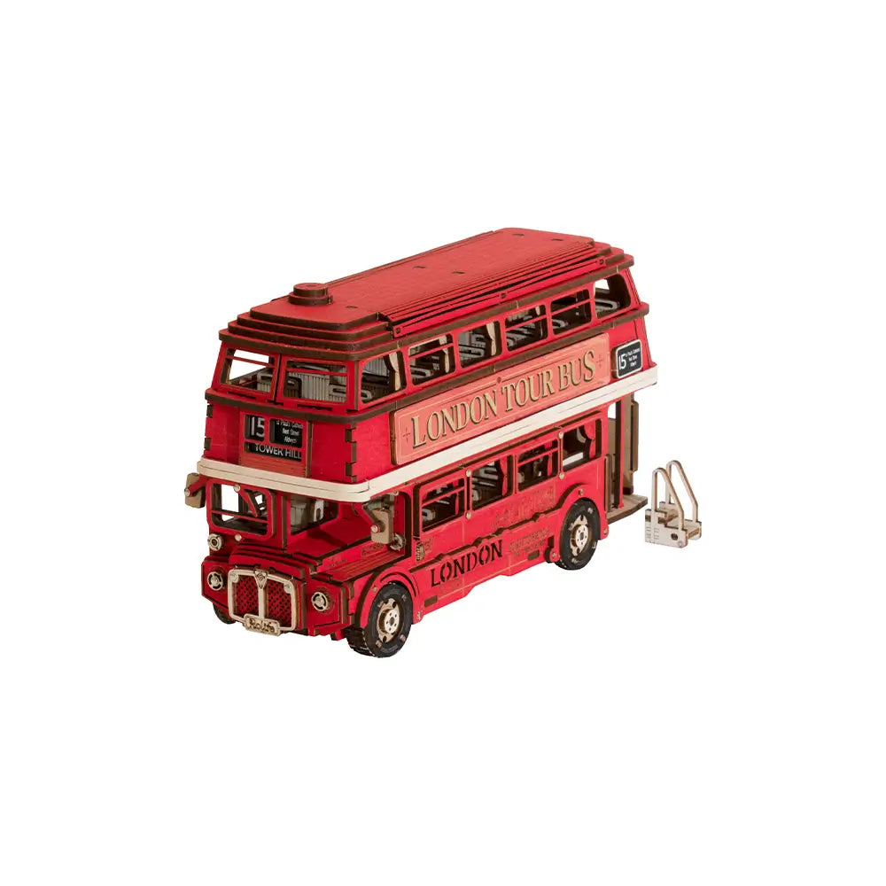 Puzzle 3D Autobuzul Londonez un Model mecanic din lemn pentru iubitorii de Londra