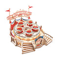 Puzzle 3D Carusel Rotativ cu Cescute ROKR un spectacol mecanic in miniatura construit din lemn cu lumina muzica si magie in fiecare detaliu