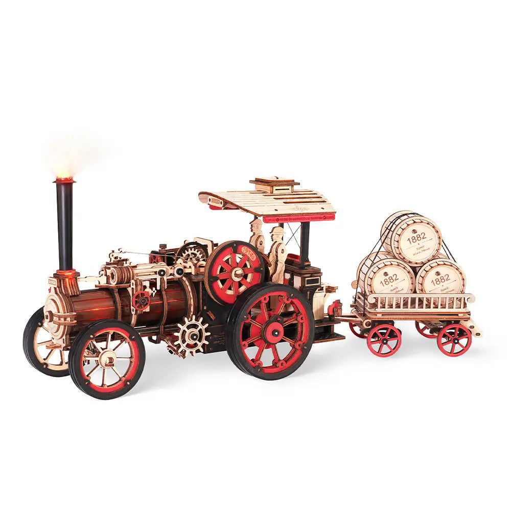 Puzzle 3D Motor cu Aburi ROKR Design Retro si Mecanisme Functionale