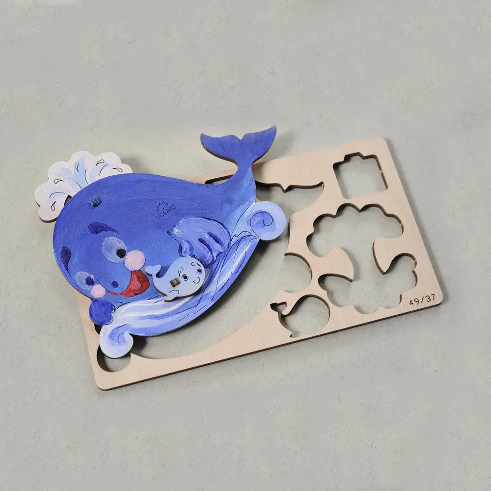 Puzzle 3D de colorat pentru copii Balena Ugears Models
