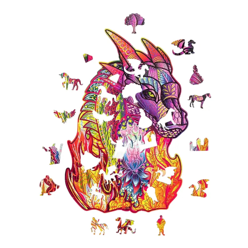 Puzzle Dragon, 184 piese, lemn