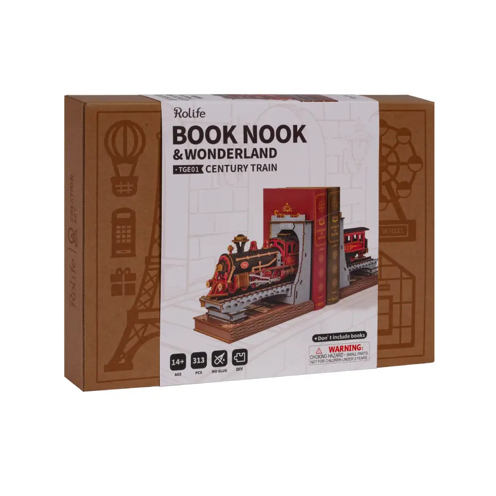 Puzzle 3D Tren de Epoca din lemn model creativ de asamblat Robotime