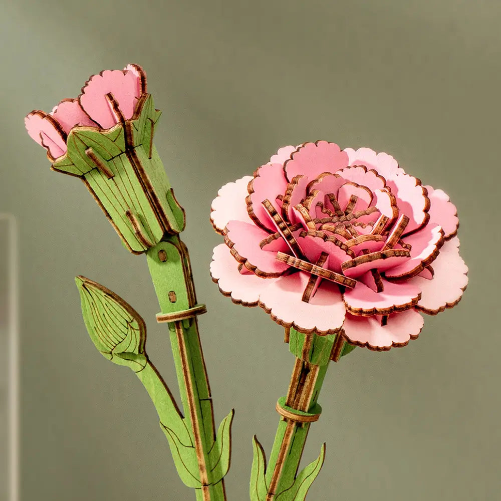 Textură lemn Puzzle 3D Garoafa Roz Rowood Detaliu material natural