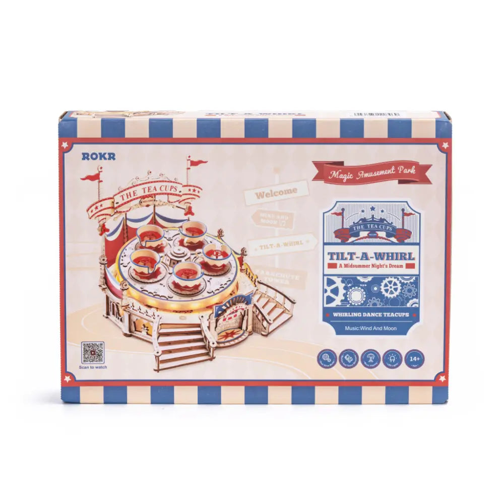 Cutie muzicală Tilt-A-Whirl kit complet de asamblare puzzle mecanic din lemn marca ROKR