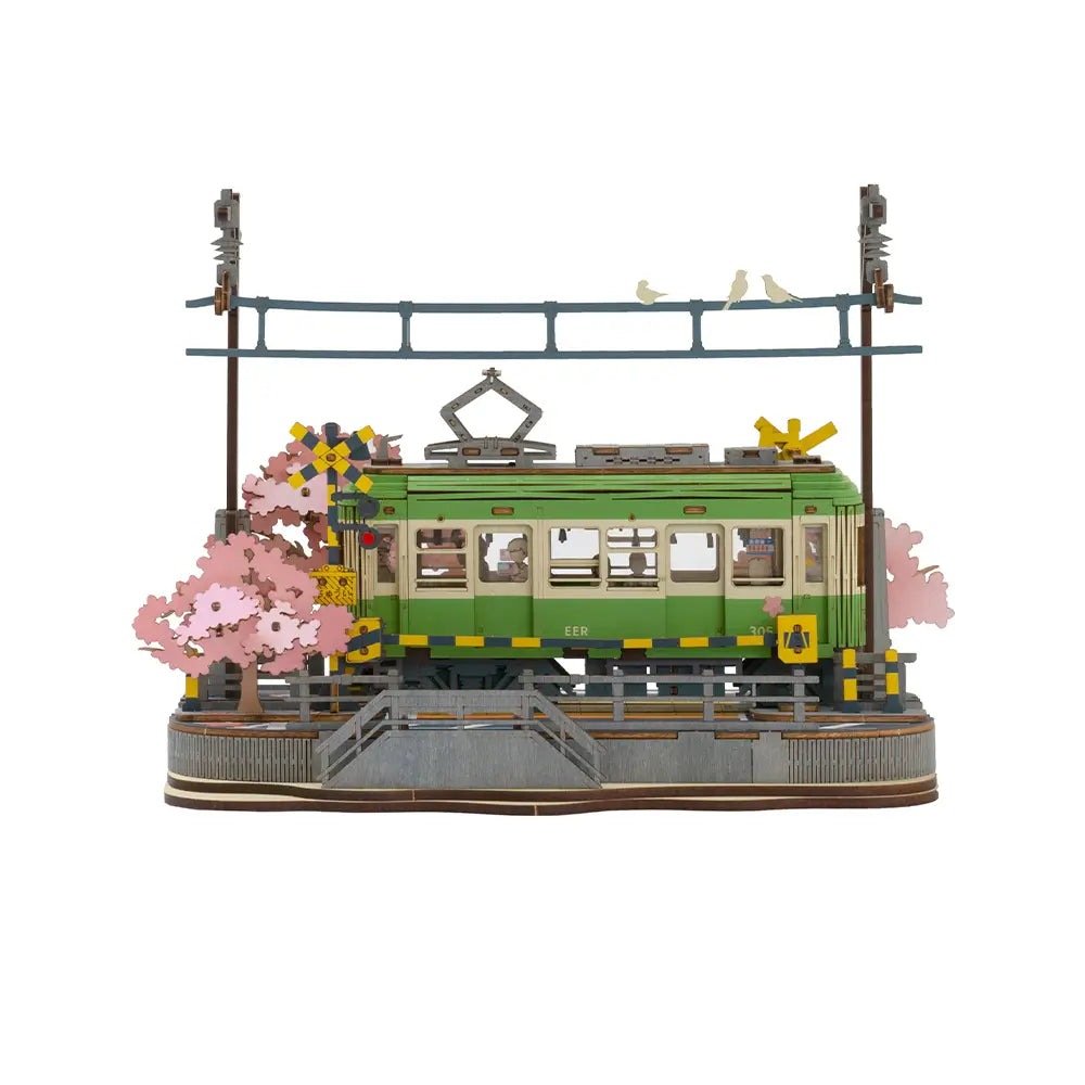 Tramvai japonez din lemn puzzle 3D cu design autentic Sofiart