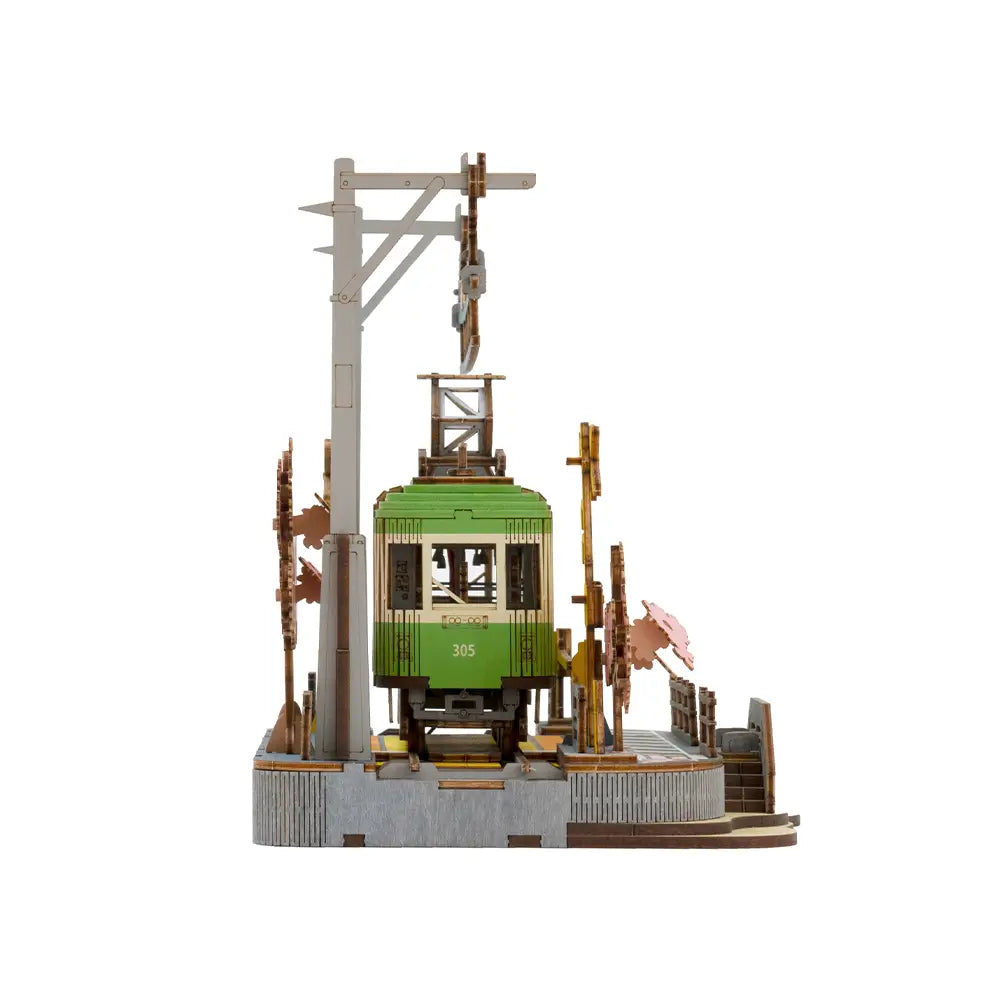 Kit de constructie puzzle 3D din lemn model tramvai traditional japonez