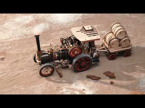 Puzzle 3D Motor cu Aburi, 469 piese, lemn, Rokr