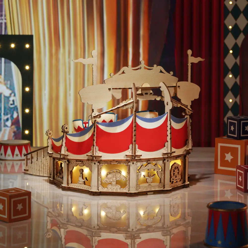 Puzzle 3D Carusel cu Cescute explozie de culoare si nostalgie in stil de carnaval