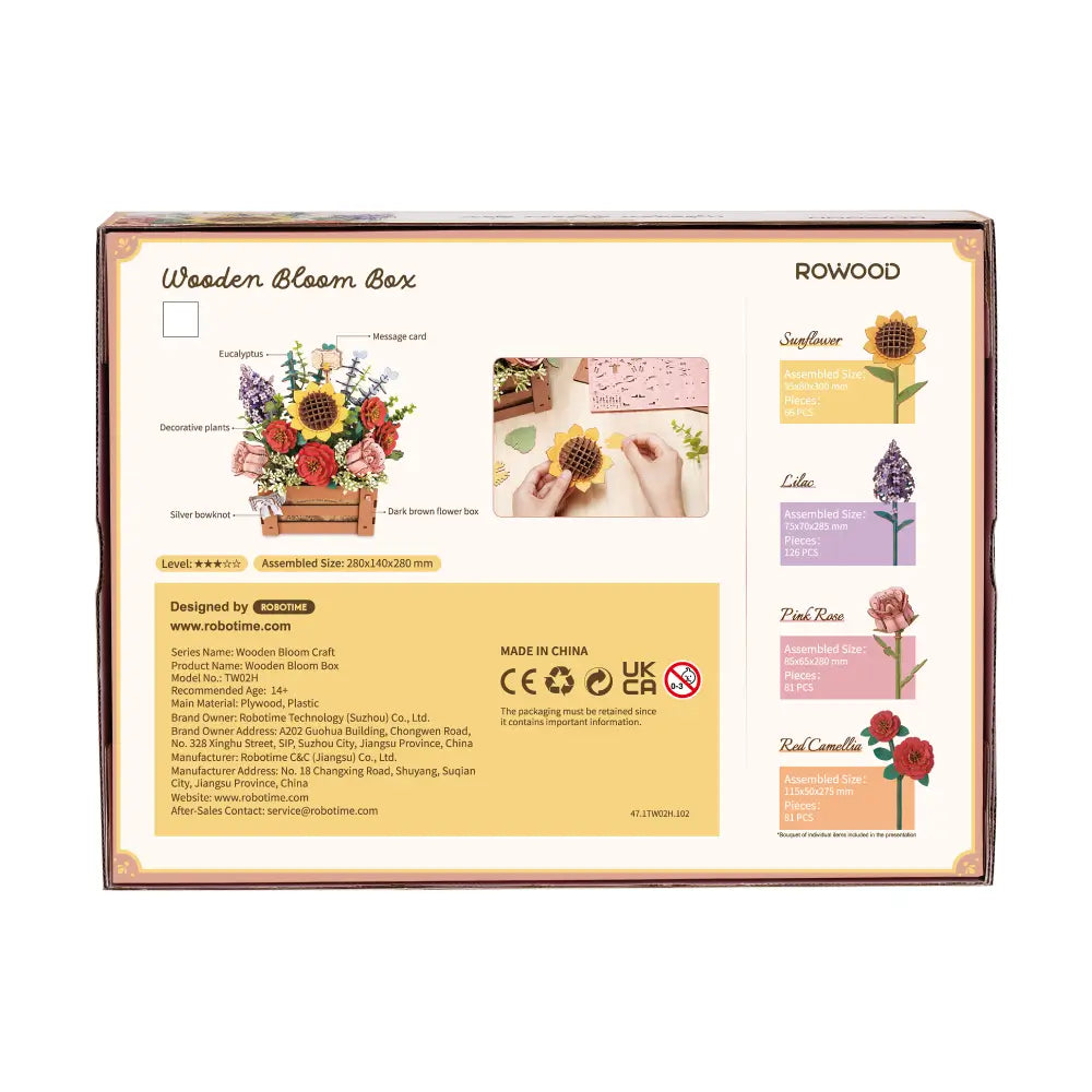 Puzzle 3D Cutie cu Flori din lemn aranjament floral complet in cos rustic
