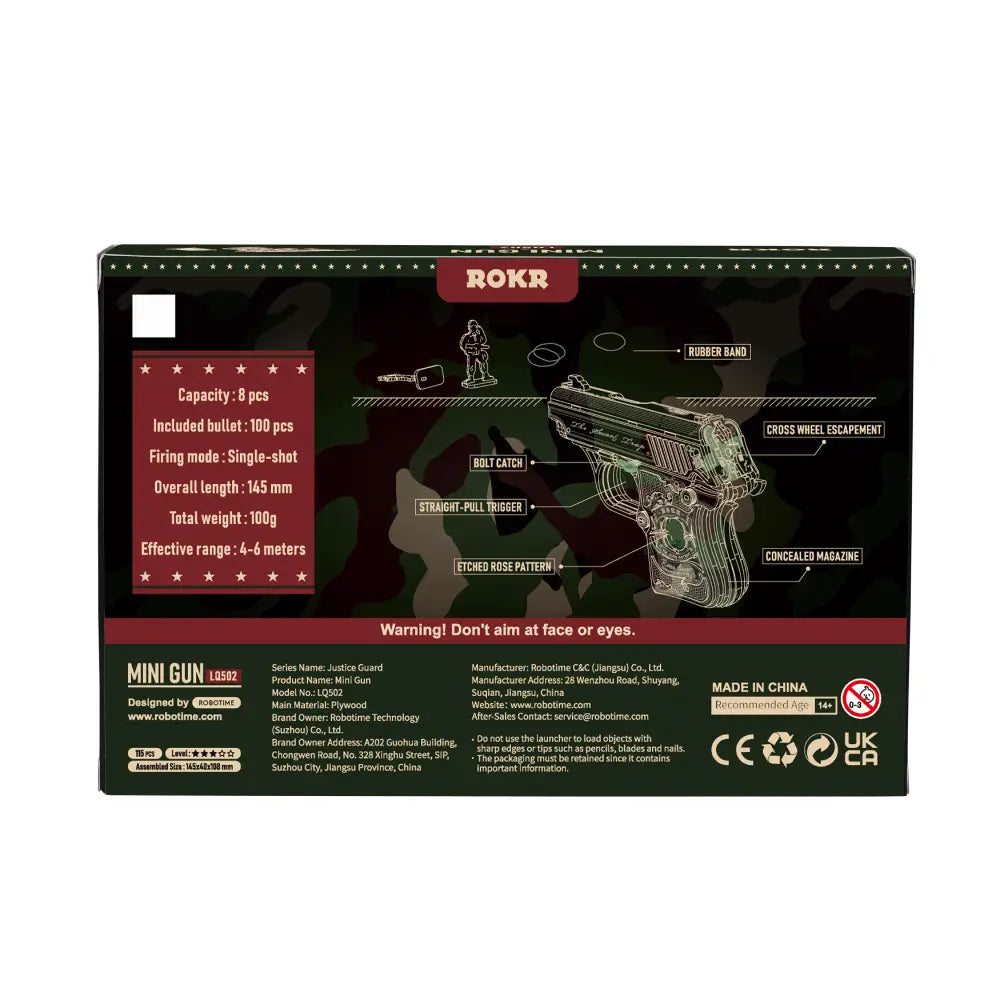 Specificații tehnice Puzzle 3D Mini Pistol ROKR LQ502 Robotime
