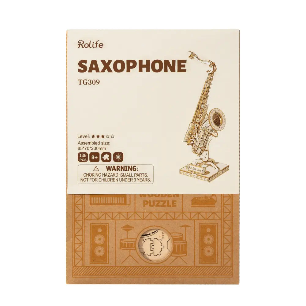 Puzzle 3D saxofon din lemn Rolife TG309, instrument de muzica