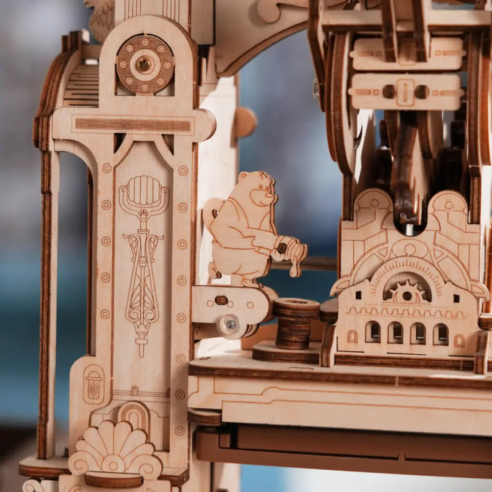 Elemente decorative si mecanisme ale Puzzle-ului 3D Presa de Tipar Clasică din lemn