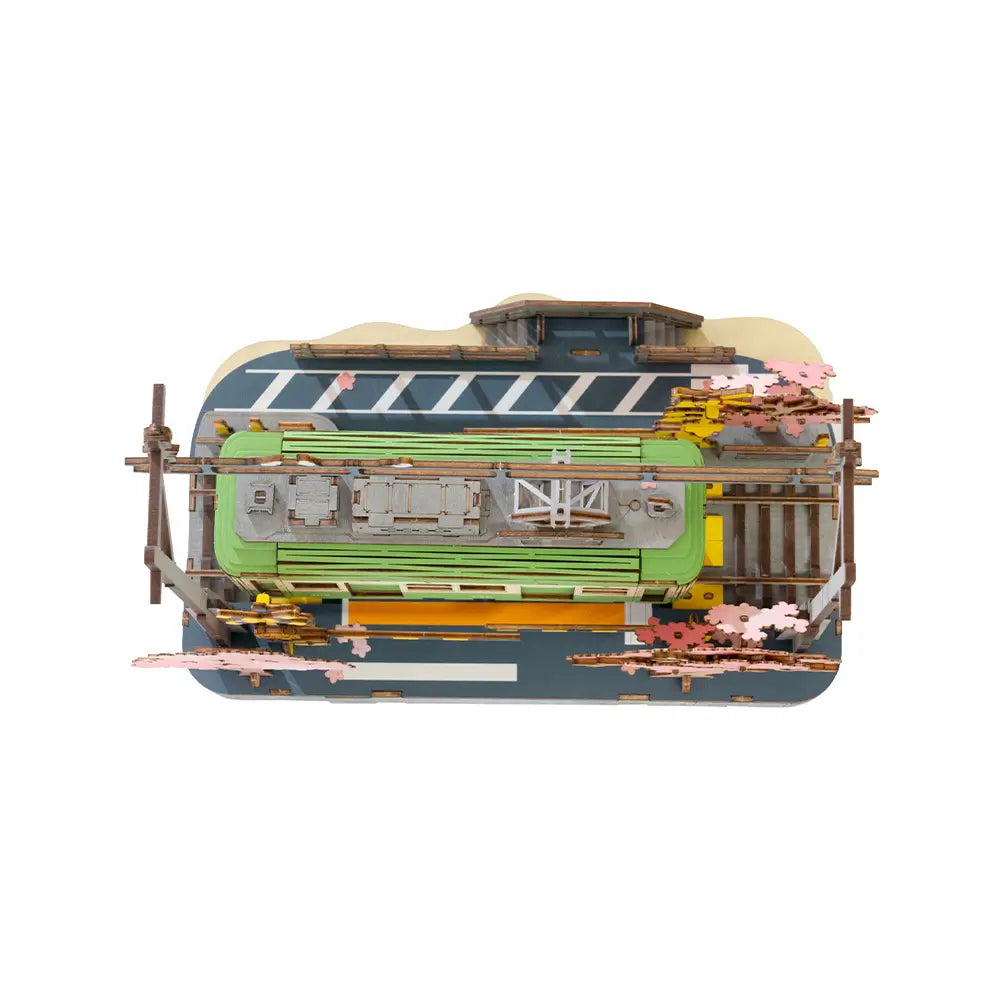 Detaliile modelului de tramvai japonez din puzzle 3D premium