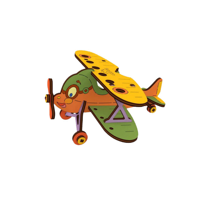 Puzzle 3D Biplan din lemn